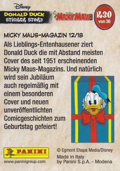 2019 Panini Disney Donald Duck Sticker Story 85 Years - German Edition #K30 Mickey Maus-Magazin 12/18 Back