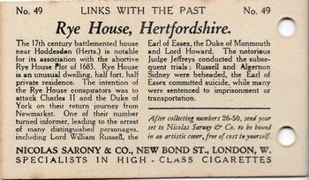 1927 Nicolas Sarony & Co. Links with the Past Series 2 (Small) #49 Rye House, Hertfordshire Back