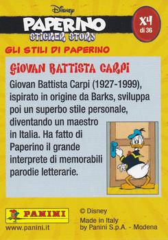 2019 Panini Disney Donald Duck Sticker Story 85 Years - Italian Edition #X4 Gli Stili Di Paperino Giovan Battista Carpi Back
