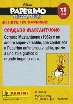 2019 Panini Disney Donald Duck Sticker Story 85 Years - Italian Edition #X8 Gli Stili Di Paperino Corrado Mastantuono Back