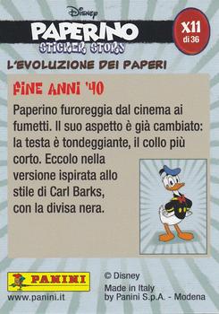 2019 Panini Disney Donald Duck Sticker Story 85 Years - Italian Edition #X11 L'Evoluzione Dei Paperi Fine Anni '40 Back