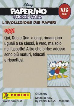 2019 Panini Disney Donald Duck Sticker Story 85 Years - Italian Edition #X18 L'Evoluzione Dei Paperi Oggi Back
