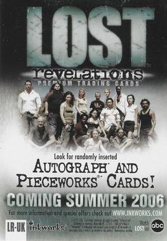 2006 Inkworks Lost Revelations - Promos #LR-UK (Kwon, Michael, Sawyer; U.K. distribution) Back