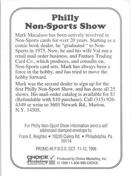 1994-21 Choice Philly Non-Sports Show #8 Mark Macaluso Back