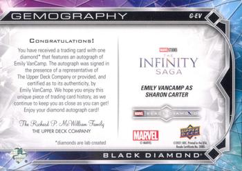 2021 Upper Deck Marvel Black Diamond - Gemography Auto Diamond #G-EV Emily VanCamp Back