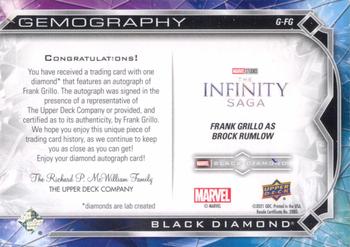 2021 Upper Deck Marvel Black Diamond - Gemography Auto Diamond #G-FG Frank Grillo Back