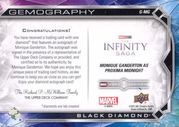 2021 Upper Deck Marvel Black Diamond - Gemography Auto Diamond #G-MG Monique Ganderton Back