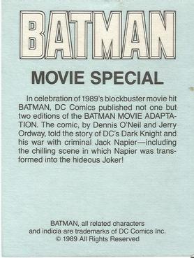 1989 Ertl Batman Movie #NNO Batman Movie Special Back