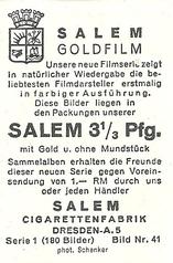 1934 Goldfilm (Bulgaria, Constantin, Salem) #41 Marta Eggerth Back