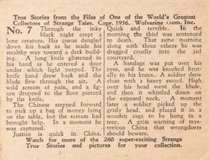 1936 Wolverine Gum Strange True Stories (R144) #7 China the Terrible Back