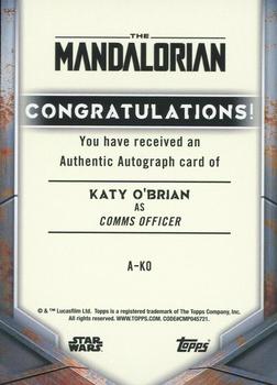 2021 Topps Star Wars: The Mandalorian Season 2 - Autographs #A-KO Katy O'Brian Back