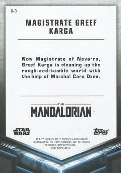 2021 Topps Star Wars: The Mandalorian Season 2 - Characters #C-3 Magistrate Greef Karga Back