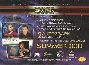 2003 Rittenhouse The Complete Star Trek Deep Space Nine - Promos #P1 General Distribution Back