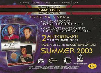 2003 Rittenhouse The Complete Star Trek Deep Space Nine - Promos #P2 Non-Sport Update Magazine Back