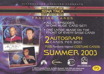 2003 Rittenhouse The Complete Star Trek Deep Space Nine - Promos #P3 Binder Exclusive Back