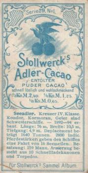 1897 Stollwerck Album 1 Gruppe 29 Deutsche Kriegsschiffe II (German Warships)  #I Seeadler Back