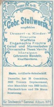 1897 Stollwerck Album 1 Gruppe 29 Deutsche Kriegsschiffe II (German Warships)  #IV Mars Back