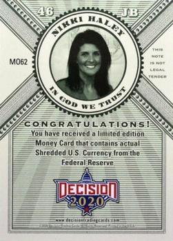 2021 Decision 2020 Series 2 - Money Card #MO62 Nikki Haley Back