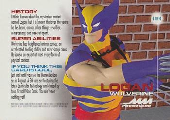 1996 Fleer/SkyBox Marvel Motion - Promos #4 Logan / Wolverine Back