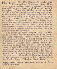 1933 National Chicle Dare Devils (R39) #4 The Clue That Got “Machine Gun” Kelley Back