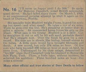1933 National Chicle Dare Devils (R39) #16 Five Miles A Minute Back