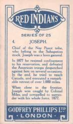 1927 Godfrey Phillips Red Indians #4 Joseph Back