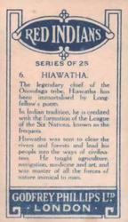 1927 Godfrey Phillips Red Indians #6 Hiawatha Back