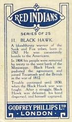 1927 Godfrey Phillips Red Indians #11 Black Hawk Back