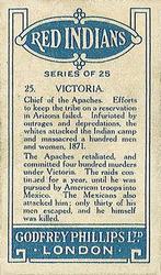 1927 Godfrey Phillips Red Indians #25 Victoria Back