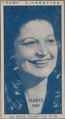 1947 Turf Radio Celebrities #24 Gladys Hay Front