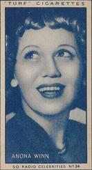1947 Turf Radio Celebrities #34 Anona Winn Front