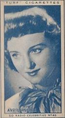 1947 Turf Radio Celebrities #46 Avril Angers Front