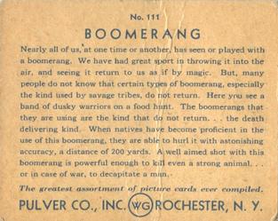 1935 Pulver Pictures Weapons (R108) #111 Boomerang Back