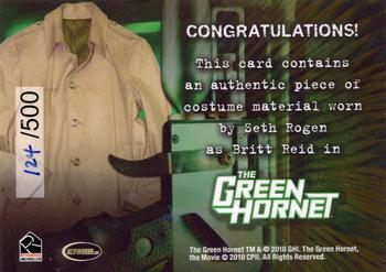 2011 Rittenhouse The Green Hornet - Costumes #NNO Seth Rogen as Britt Reid Back