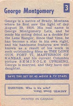 1955 Parkhurst Movie and TV Stars (V339-8) #3 George Montgomery Back