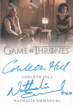 2021 Rittenhouse Game of Thrones Iron Anniversary Series 1 - Dual Autographs #NNO Conleth Hill / Nathalie Emmanuel Front