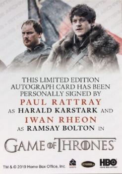 2021 Rittenhouse Game of Thrones Iron Anniversary Series 1 - Dual Autographs #NNO Iwan Rheon / Paul Rattray Back