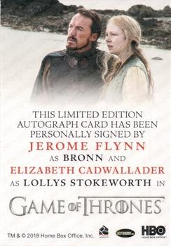2021 Rittenhouse Game of Thrones Iron Anniversary Series 1 - Dual Autographs #NNO Jerome Flynn / Elizabeth Cadwallader Back