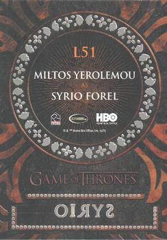 2021 Rittenhouse Game of Thrones Iron Anniversary Series 1 - Laser Cuts #LC51 Syrio Forel Back