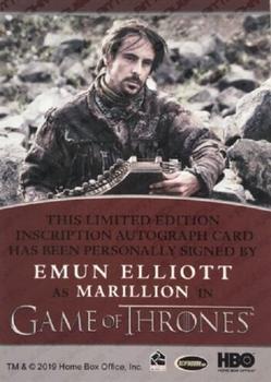 2021 Rittenhouse Game of Thrones Iron Anniversary Series 1 - Inscription Autographs #NNO Emun Elliott Back