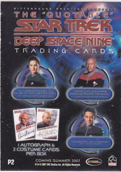 2007 Rittenhouse The Quotable Star Trek Deep Space Nine - Promos #P2 Jadzia Dax Back