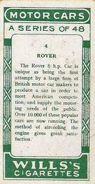 1923 Wills's Motor Cars #4 Rover Back