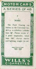 1923 Wills's Motor Cars #7 Ford Back