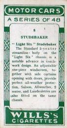 1923 Wills's Motor Cars #8 Studebaker Back
