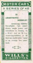 1923 Wills's Motor Cars #22 Armstrong-Siddeley Back