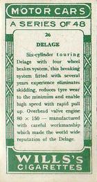 1923 Wills's Motor Cars #26 Delage Back