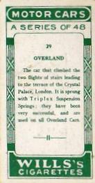 1923 Wills's Motor Cars #29 Overland Back