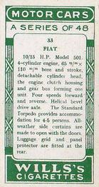 1923 Wills's Motor Cars #33 Fiat Back