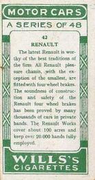 1923 Wills's Motor Cars #42 Renault Back