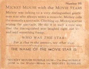 1935 Gum Inc. Mickey Mouse with the Movie Stars (R90) #98 It's An Honor To Have You Play In My Spectacle! Back